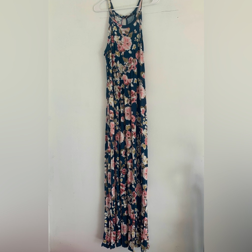 Papermoon maxi dress, dark navy with floral design, size large